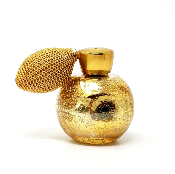 VTG Perfume Bottle Holmspray Gold Crackle Atomizer - Picture 3 of 5